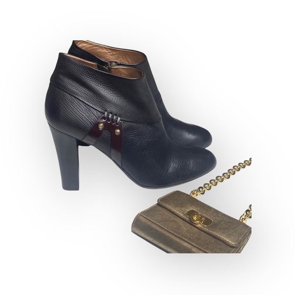 new Banfi Zambrelli ❁ Meadow Heeled Ankle Bootie Boots ❁ Black Leather 39 8.5 9 - Picture 2 of 16